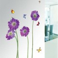 Colorful Butterfly Flying Around the Purple Flower Wall Sticker